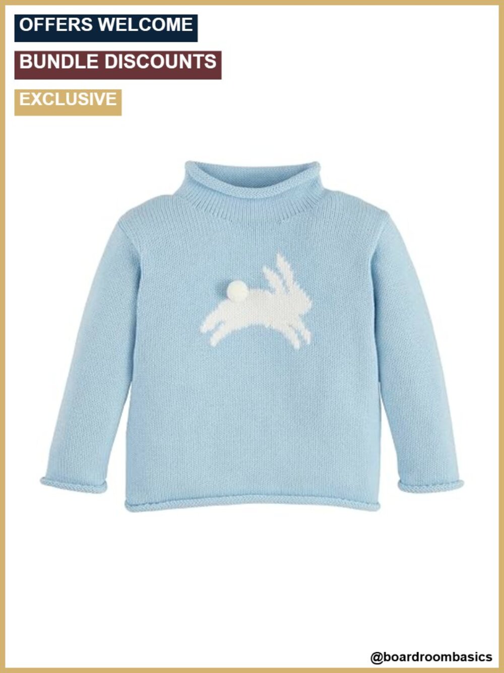 Toddler Boys Cotton Rollneck Sweater with Pom Tail Detail